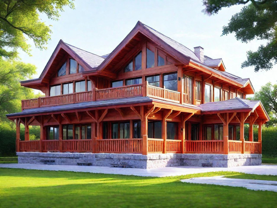 Chinese wind steel wood structure houses