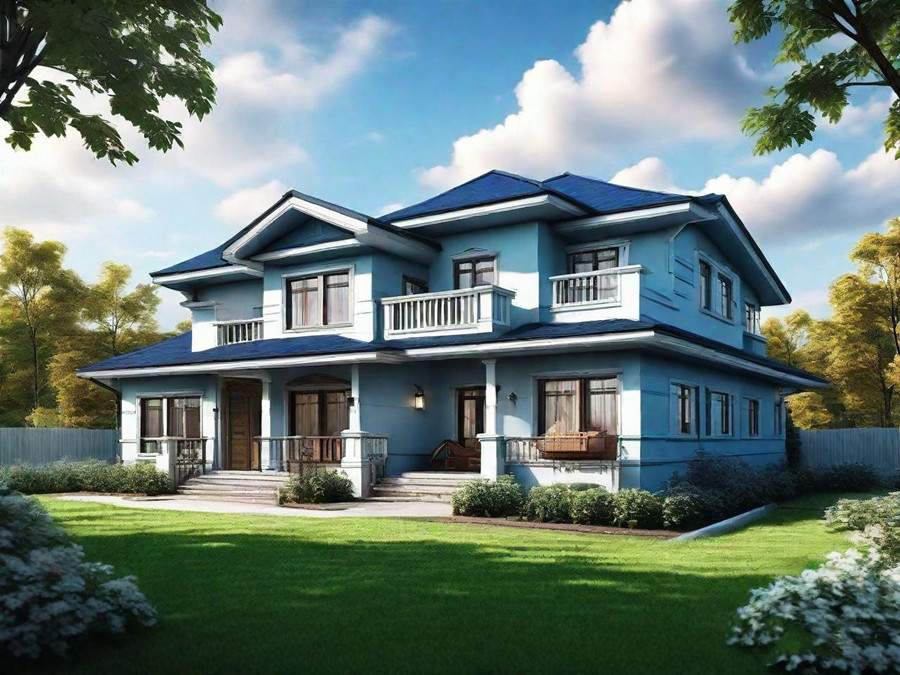Rendering of a Two-Level Light Steel Villa