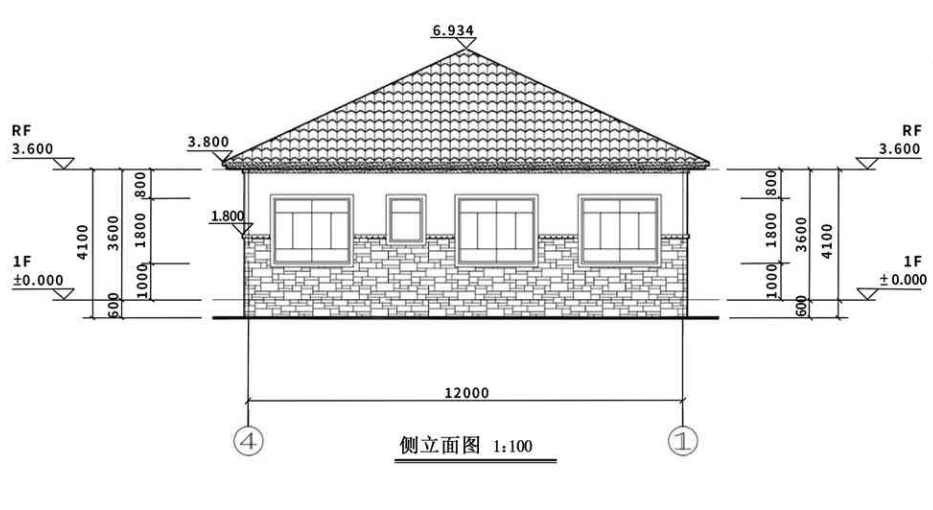 Side elevation drawing