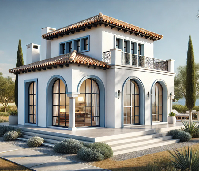 Two-story Mediterranean-style light steel villa design plan